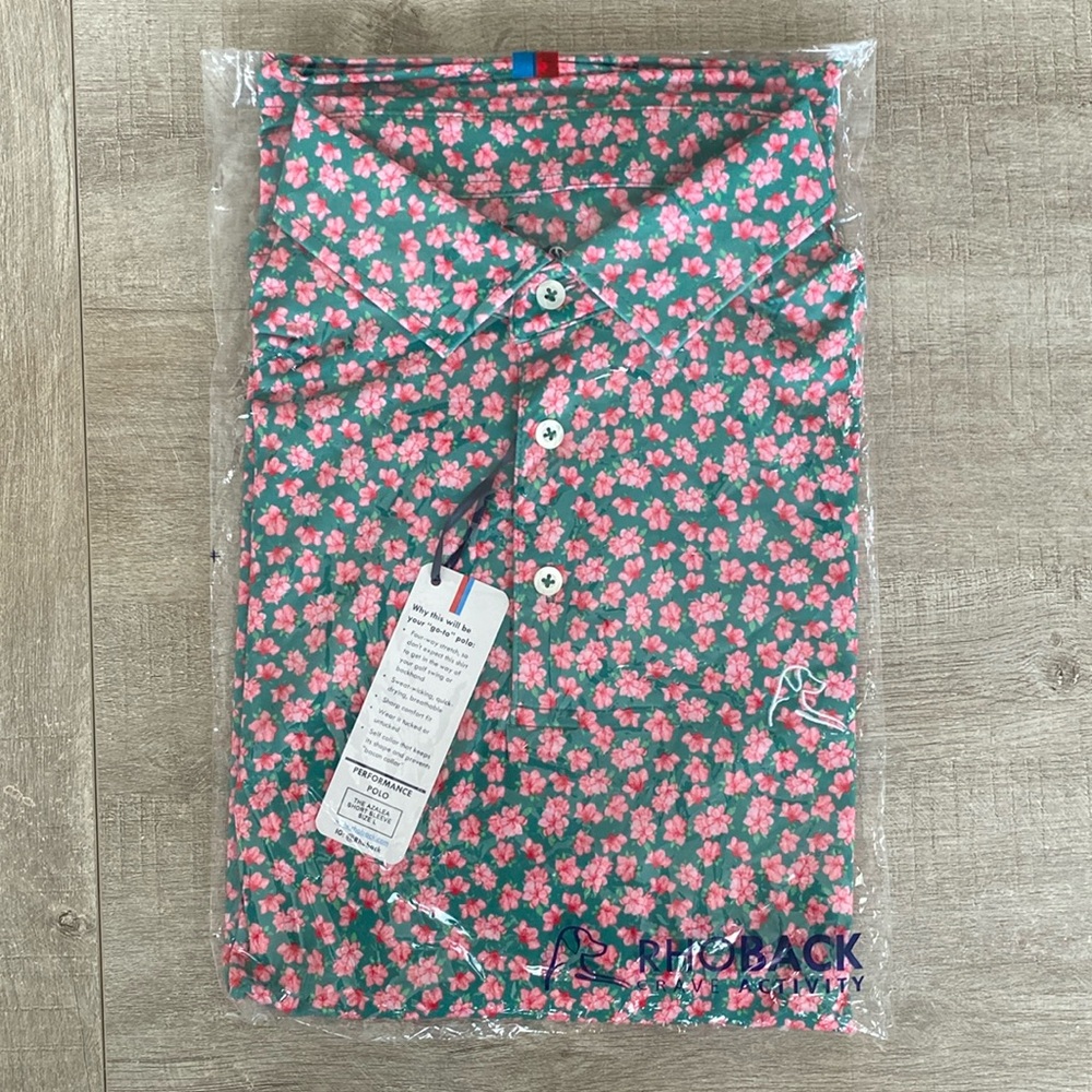 Men’s Rhoback SS Performance Polo - L - The Azalea - NWT!